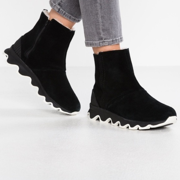 Sorel Kinetic boots size 9 leather suede booties black wedges zipper winter - Picture 13 of 13